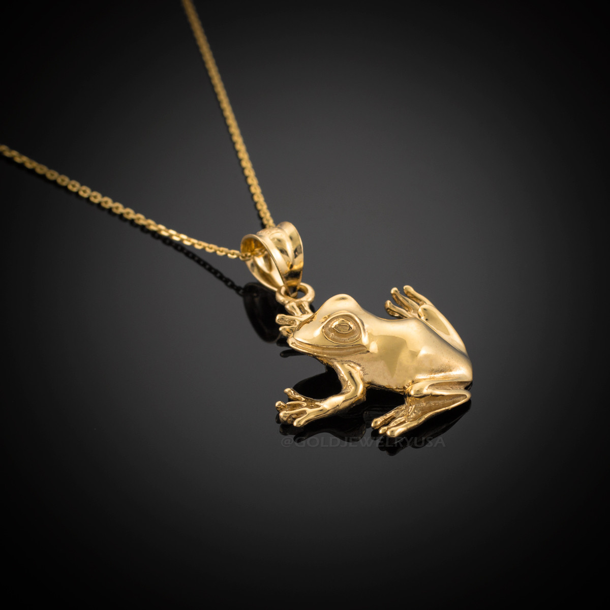 Buy 14K Yellow Gold Frog Pendant Necklace Online in India - Etsy